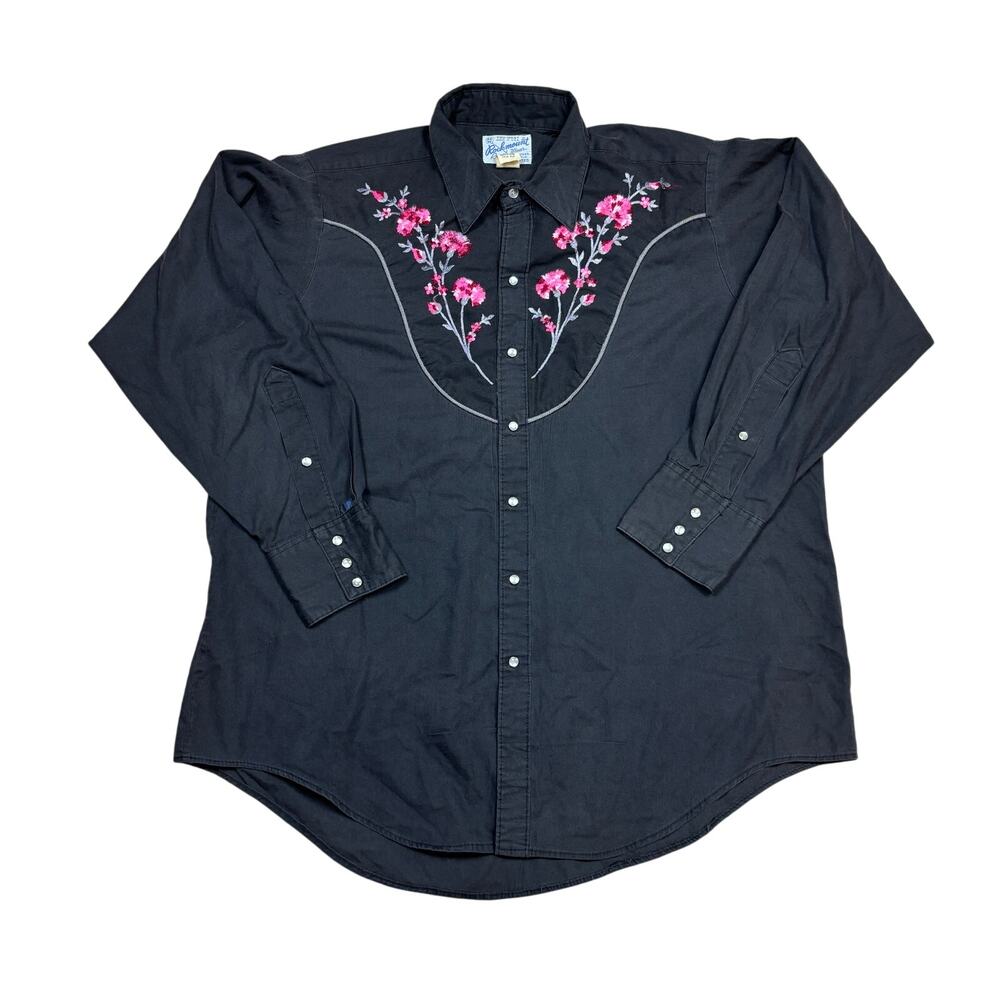 Vintage 70s Rockmount Ranch Wear Pearl Snap Floral Western Shirt Men's 17 M
